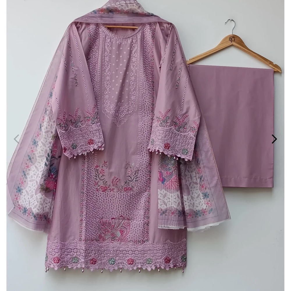 Elegant Pink Embroidered Dress Set